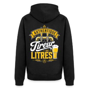 Authentique Tireur de litres - Humour Apéro Bière - Veste à capuche bio Premium Unisexe - noir - Dos - Nico (187cm)