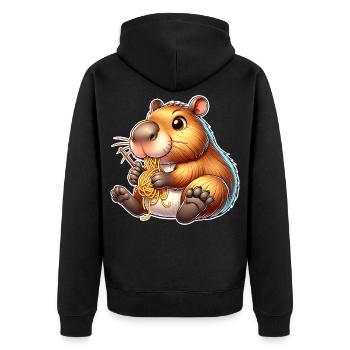Pâtes à capybara - Veste à capuche bio Premium Unisexe - noir - Dos - Nico (187cm)