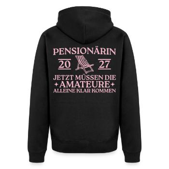 Pensionärin 2027 Liegestuhl Abschied Kollegin - Unisex Premium Bio Zip Hoodie - Schwarz - Hinten - Nico (187cm)