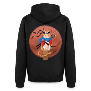Chat Ninja Anime japonais Shinobi Cadeau de chat - Veste à capuche bio Premium Unisexe - noir - Dos - Nico (187cm)