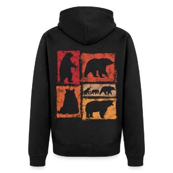 Bären Retro Grafik Vintage Tierdruck - Unisex Premium Bio Zip Hoodie - Schwarz - Hinten - Nico (187cm)