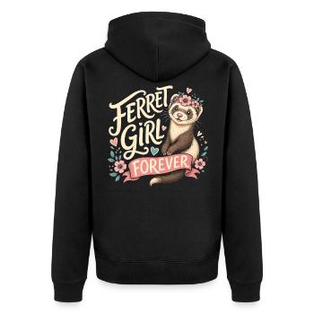 FERRET GIRL FOREVER - Unisex Premium Bio Zip Hoodie - Schwarz - Hinten - Nico (187cm)