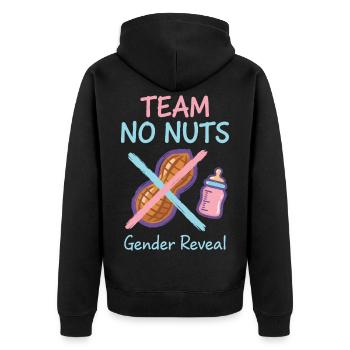 Gender Reveal Team No Nuts Babyparty Mama Papa - Unisex Premium Bio Zip Hoodie - Schwarz - Hinten - Nico (187cm)