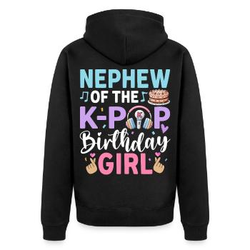 Nephew of The K-Pop Birthday Girl - Unisex Premium Organic Zip Hoodie - black - Back - Nico (187cm)