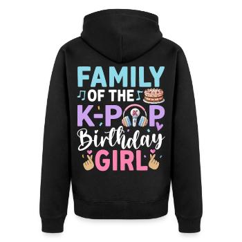Famille de la fille d’anniversaire de la K-Pop - Veste à capuche bio Premium Unisexe - noir - Dos - Nico (187cm)