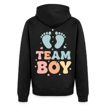 Gender Reveal Team Boy Baby Shower Baby - Unisex Premium Organic Zip Hoodie - black - Back - Nico (187cm)