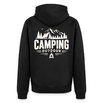 Camping, tente d’aventure en plein air en montagne - Veste à capuche bio Premium Unisexe - noir - Dos - Nico (187cm)