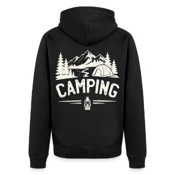 Camping, tente d’aventure en plein air en montagne - Veste à capuche bio Premium Unisexe - noir - Dos - Nico (187cm)