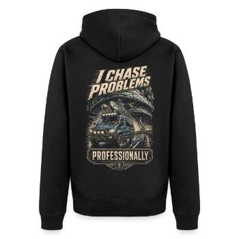 Sturmjäger Meteorologe - Unisex Premium Bio Zip Hoodie - Schwarz - Hinten - Nico (187cm)