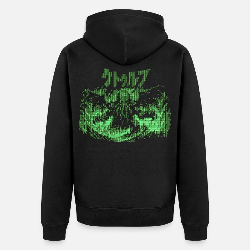 Cthulhu Pixel CRT Néon Vert - Veste à capuche bio Premium Unisexe - noir