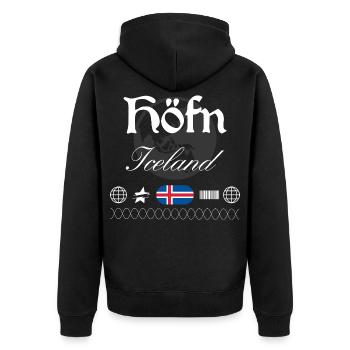 Souvenir de voyage de streetwear de l’île Höfn - Veste à capuche bio Premium Unisexe - noir - Dos - Nico (187cm)