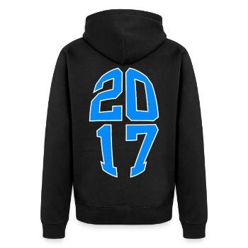 9 JAHRE ALT 2017 9. GEBURTSTAG - Unisex Premium Bio Zip Hoodie - Schwarz - Hinten - Nico (187cm)
