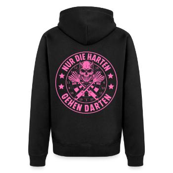 Darts - Unisex Premium Bio Zip Hoodie - Schwarz - Hinten - Nico (187cm)