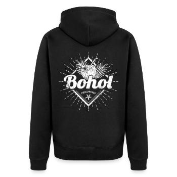 Bohol in Philippines Vintage Coconut Souvenir - Unisex Premium Organic Zip Hoodie - black - Back - Nico (187cm)