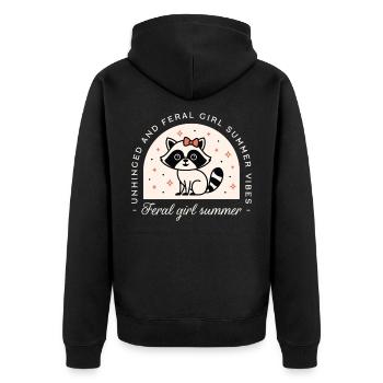 Wildes Mädchen Sommerwaschbär - Unisex Premium Bio Zip Hoodie - Schwarz - Hinten - Nico (187cm)