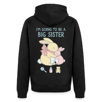 Geschlechterenthüllung Babyparty große Schwester Baby - Unisex Premium Bio Zip Hoodie - Schwarz - Hinten - Nico (187cm)