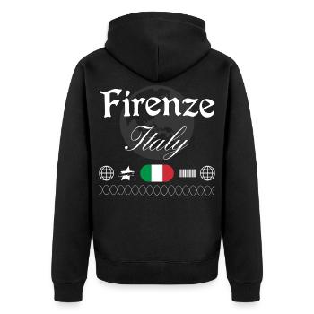 Florenz Italien Streetwear Reise Souvenir - Unisex Premium Bio Zip Hoodie - Schwarz - Hinten - Nico (187cm)