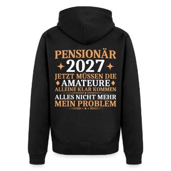 Pensionär 2027 Lustiger Abschied Kollege - Unisex Premium Bio Zip Hoodie - Schwarz - Hinten - Nico (187cm)