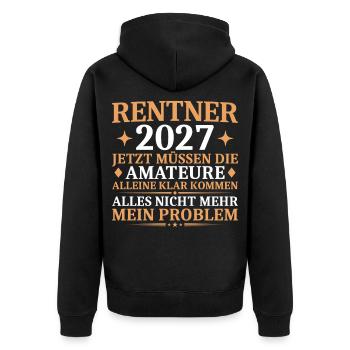 Rentner 2027 Lustiger Abschied Kollege - Unisex Premium Bio Zip Hoodie - Schwarz - Hinten - Nico (187cm)