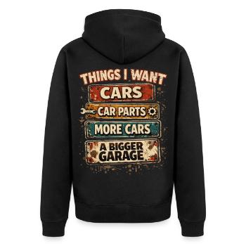 Humour Voiture Garage Vintage | Cadeau Mécanique - Veste à capuche bio Premium Unisexe - noir - Dos - Nico (187cm)