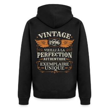 Millésime Fabriqué En 1996 Vieilli à La Perfection - Veste à capuche bio Premium Unisexe - noir - Dos - Nico (187cm)