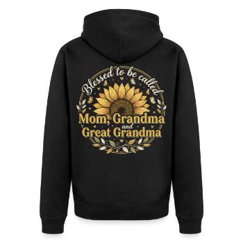 Arrière-Grand-Mère Mamie Tournesol Cadeau - Veste à capuche bio Premium Unisexe - noir - Dos - Nico (187cm)