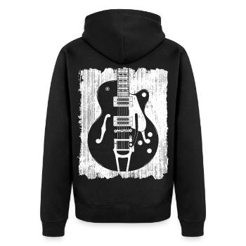 Graffiti-Gitarren-Silhouette - Unisex Premium Bio Zip Hoodie - Schwarz - Hinten - Nico (187cm)