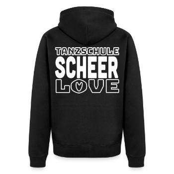 SCHEER Love 2026 - white - Unisex Premium Bio Zip Hoodie - Schwarz - Hinten - Nico (187cm)