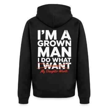 Dad Daughter Wish Humor Shirt - Unisex Premium Organic Zip Hoodie - black - Back - Nico (187cm)