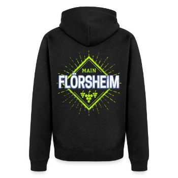 Flörsheim am Main mit Retro Reben Deutschland - Unisex Premium Bio Zip Hoodie - Schwarz - Hinten - Nico (187cm)