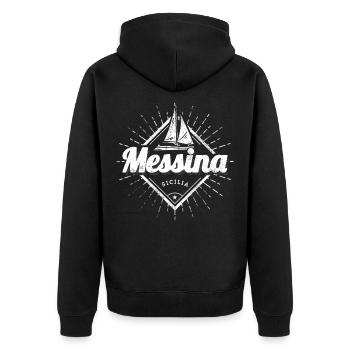 Messina Sizilien in Italien mit Retro Segelschiff - Unisex Premium Bio Zip Hoodie - Schwarz - Hinten - Nico (187cm)