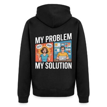 UX/UI Designer My Problem My Pictogram Dad Mom - Unisex Premium Organic Zip Hoodie - black - Back - Nico (187cm)