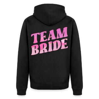 Hochzeitsteam-Braut - Unisex Premium Bio Zip Hoodie - Schwarz - Hinten - Nico (187cm)