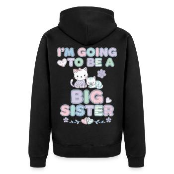 Ich werde eine große Schwester Babyparty Geschlecht - Unisex Premium Bio Zip Hoodie - Schwarz - Hinten - Nico (187cm)