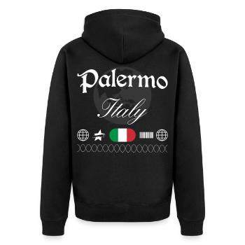 Palermo Italien Streetwear Reise Souvenir - Unisex Premium Bio Zip Hoodie - Schwarz - Hinten - Nico (187cm)