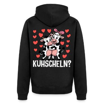 Kuhscheln Kuscheln Süße Kühe Liebe Kuh Paar - Unisex Premium Bio Zip Hoodie - Schwarz - Hinten - Nico (187cm)