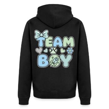 Révélation du sexe : Équipe Boy Baby Shower Grossesse - Veste à capuche bio Premium Unisexe - noir - Dos - Nico (187cm)