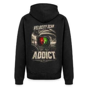Sturmjäger Meteorologe Velocity Scan - Unisex Premium Bio Zip Hoodie - Schwarz - Hinten - Nico (187cm)