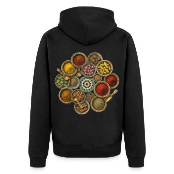 Épices marocaines marocaines - Veste à capuche bio Premium Unisexe - noir - Dos - Nico (187cm)