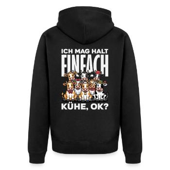 Ich Mag Halt Einfach Kühe Ok Bauer Landwirtin - Unisex Premium Bio Zip Hoodie - Schwarz - Hinten - Nico (187cm)
