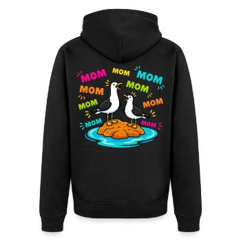Mom Mom Mom - Lustige Möwen Kinder - Unisex Premium Bio Zip Hoodie - Schwarz - Hinten - Nico (187cm)