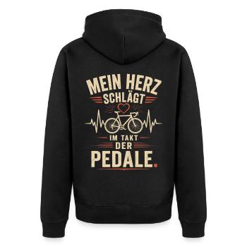 Mein Herz Schlägt Fahrrad Shirt - Unisex Premium Bio Zip Hoodie - Schwarz - Hinten - Nico (187cm)