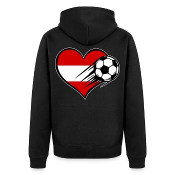 Austria Flag Football with Heart - Unisex Premium Organic Zip Hoodie - black - Back - Nico (187cm)
