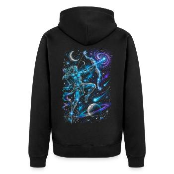 Archery Archer Constellation - Unisex Premium Organic Zip Hoodie - black - Back - Nico (187cm)