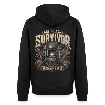 Welder Welding Professional Arc Flash Survivor - Unisex Premium Organic Zip Hoodie - black - Back - Nico (187cm)