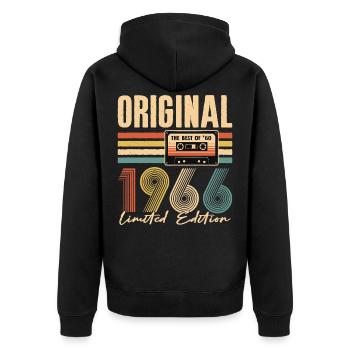 60e anniversaire, 60 ans - Veste à capuche bio Premium Unisexe - noir - Dos - Nico (187cm)