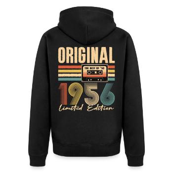 70e anniversaire, 70 ans - Veste à capuche bio Premium Unisexe - noir - Dos - Nico (187cm)