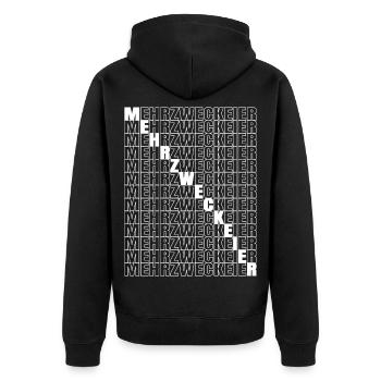 Mehrzweckeier Jugendwort 2026 Meme Kanzler - Unisex Premium Bio Zip Hoodie - Schwarz - Hinten - Nico (187cm)