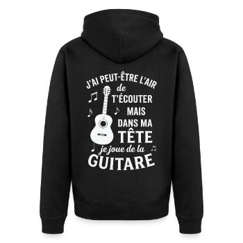 Guitare Cadeau humour personnalisé - Veste à capuche bio Premium Unisexe - noir - Dos - Nico (187cm)