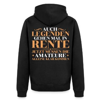 Rente Abschied Kollege Humorvoller Renteneintritt - Unisex Premium Bio Zip Hoodie - Schwarz - Hinten - Nico (187cm)